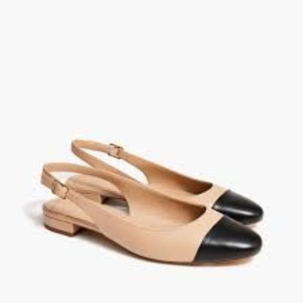 J. Crew Factory Beige and Black Slingback Flats
